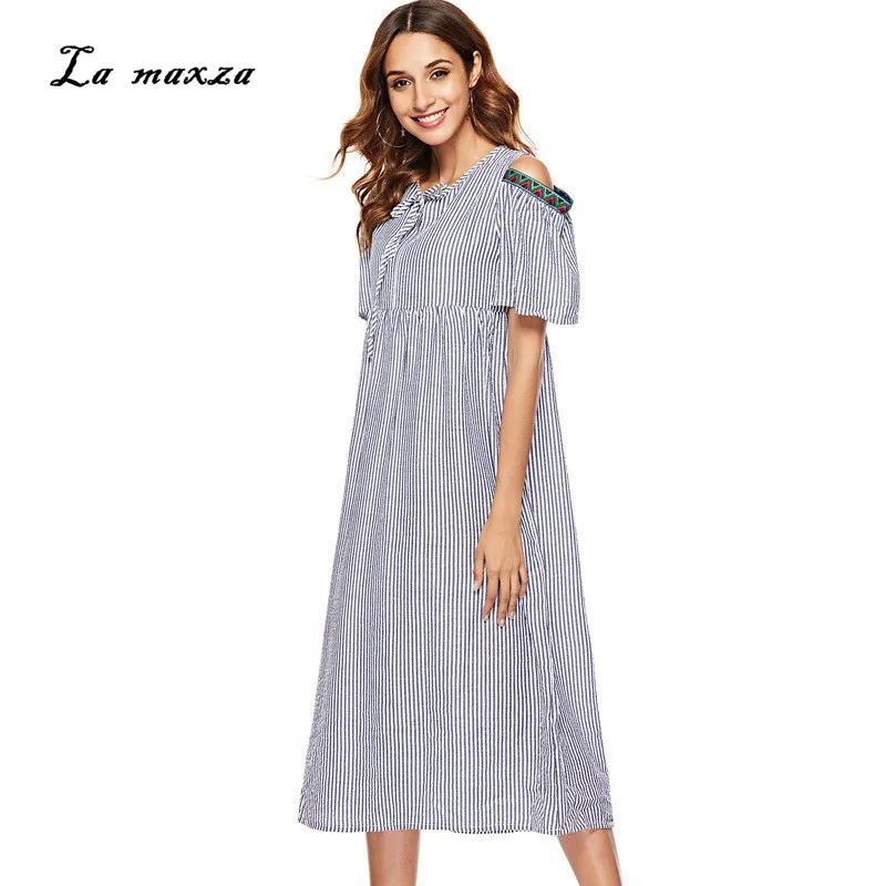 Plus Size Dress 2019 Women Summer Sexy Party Night Striped Dresses Fashion Loose Midi Korean Dress
Plus Size Dress 2019 Women Summer Sexy Party Night Striped Dresses Fashion Loose Midi Korean Dress