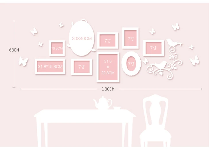 Romantic Wall Decoration Wood Photo Frame Set,Butterfly Rose Decor 8 pieces Photo Frames Combination For Wedding Family Picture
Romantic Wall Decoration Wood Photo Frame Set,Butterfly Rose Decor 8 pieces Photo Frames Combination For Wedding Family Picture