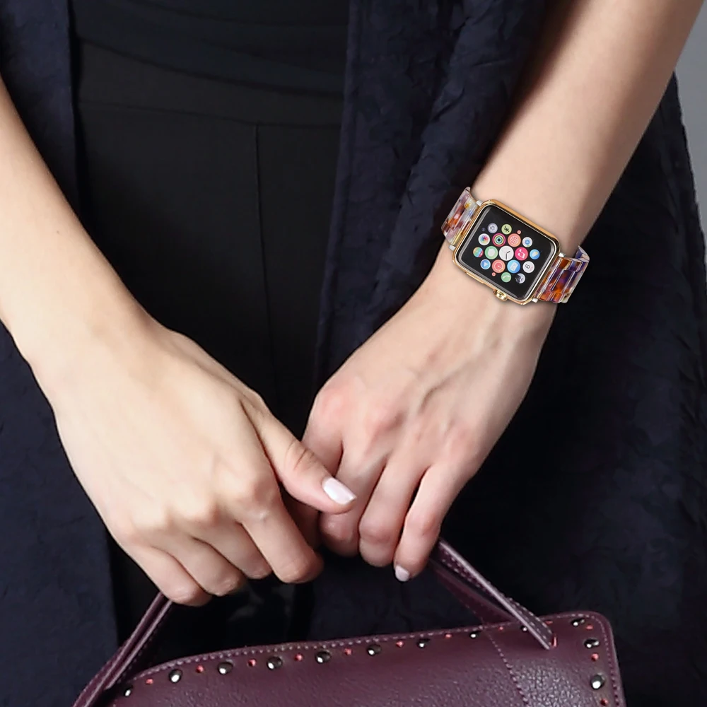 Fashion Resin Watch Strap with Apple Watch Series SE 6 5 4 3 2 1 42mm 38mm 40mm 44mm with Srainless Steel Buckle Strap Women Men
Fashion Resin Watch Strap with Apple Watch Series SE 6 5 4 3 2 1 42mm 38mm 40mm 44mm with Srainless Steel Buckle Strap Women Men