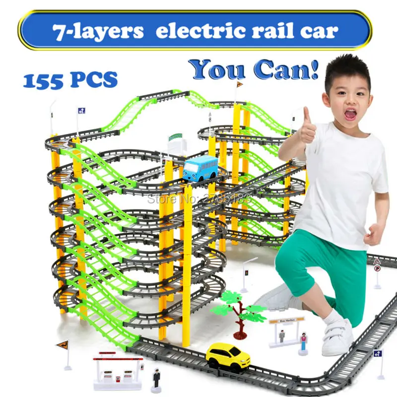 155 шт./компл. 7 слойный Электрический рельсовый автомобиль роторная модель здания