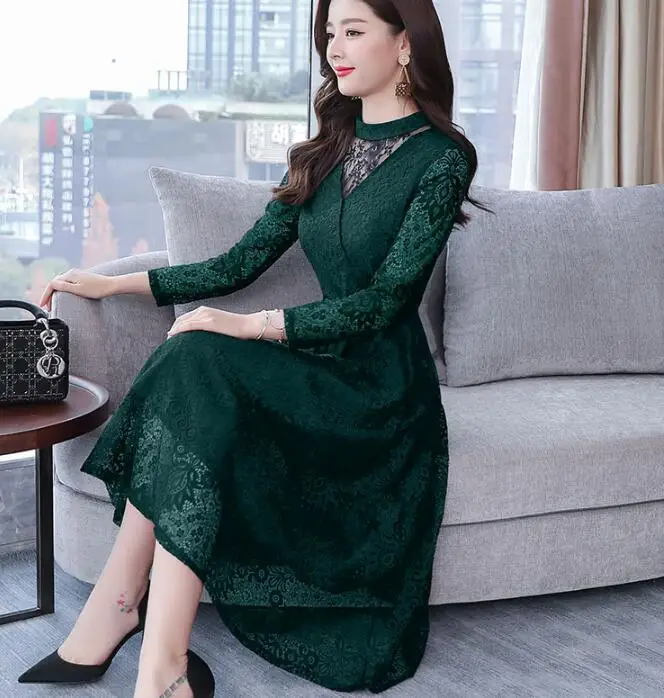 High Quality 2019 Hot Sale New Arrival Elegant Stand Collar Flower Hollow-out Long Sleeve Woman Lace Long Dress
High Quality 2019 Hot Sale New Arrival Elegant Stand Collar Flower Hollow-out Long Sleeve Woman Lace Long Dress