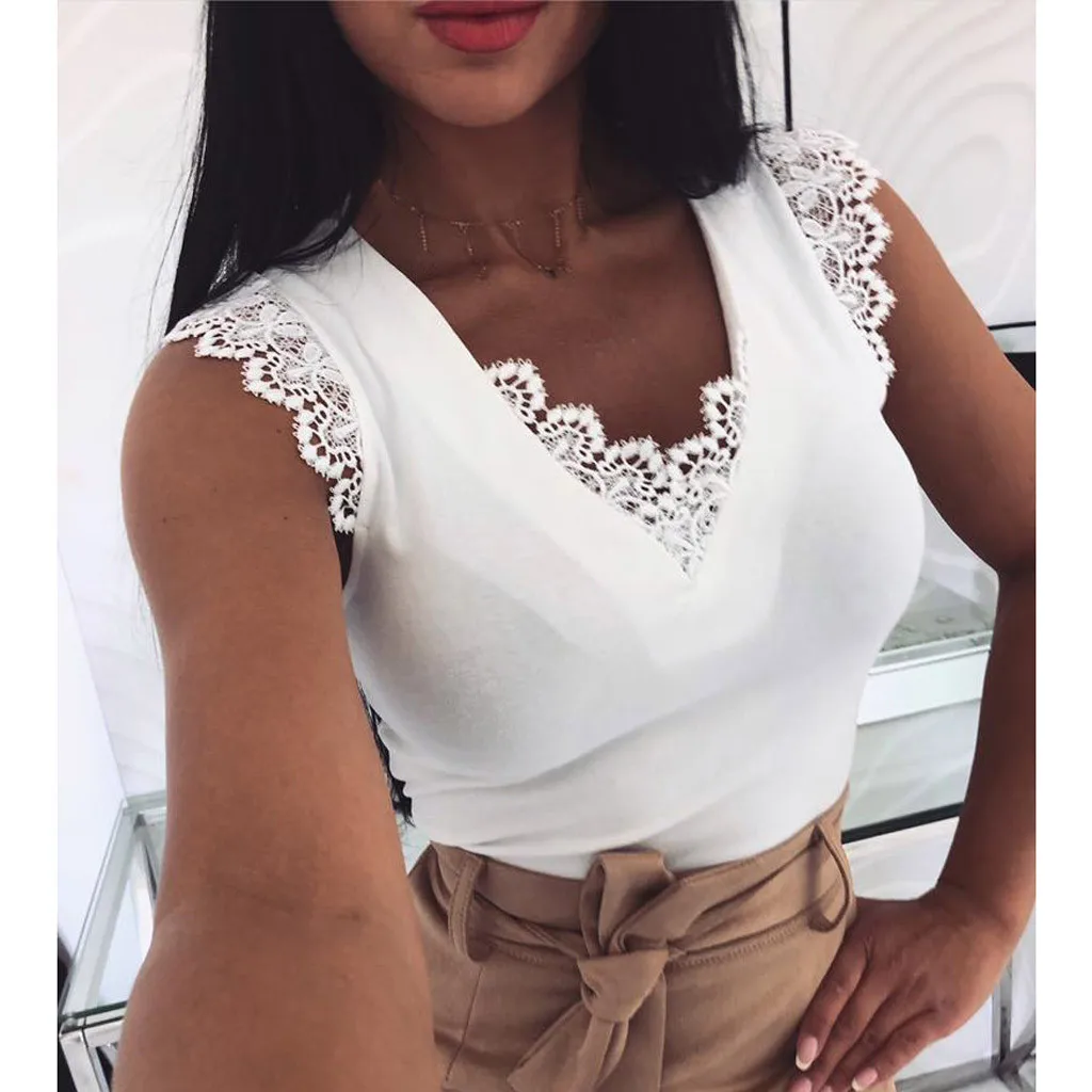 Summer Fashion Casual Lace Design Camisole Vest Tops Sexy V-Neck Tank Tee Tops Womens Sleeveless Shirt Blusas Femininas Clothing
Summer Fashion Casual Lace Design Camisole Vest Tops Sexy V-Neck Tank Tee Tops Womens Sleeveless Shirt Blusas Femininas Clothing