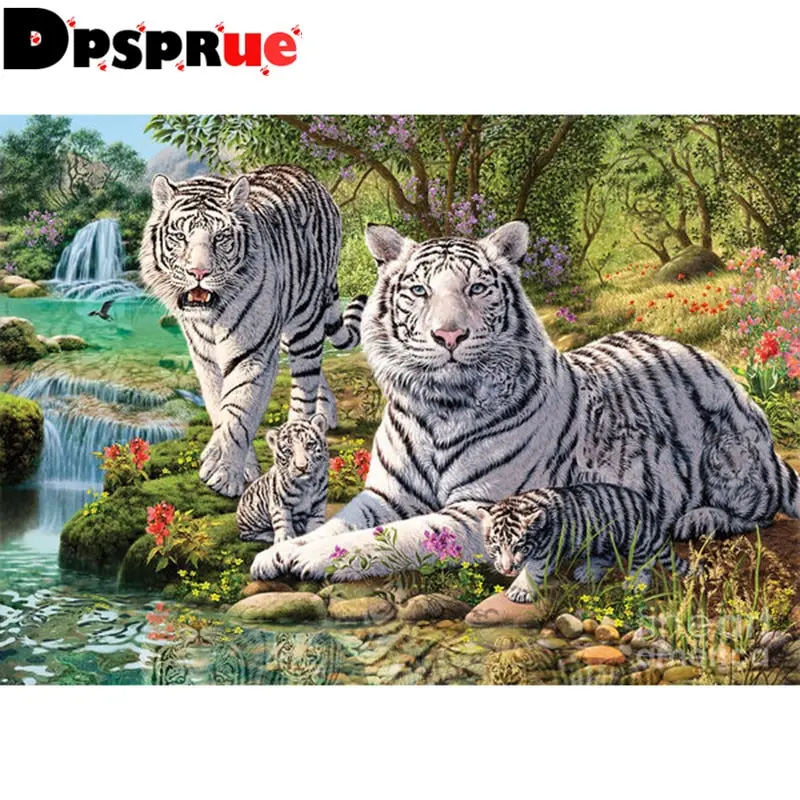 

Dpsprue Full Square/Round 5D Diy Diamond Painting Cross Stitch "Animal Tiger" Diamond 3D Embroidery Mosaic Home Decor Gift D101