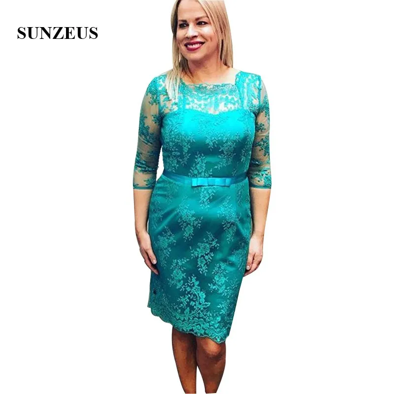 Green Lace Mother Of The Bride Dress With Appliques 3/4 Sleeves Knee Length Wedding Party Gowns Elegant Lady Dress
Green Lace Mother Of The Bride Dress With Appliques 3/4 Sleeves Knee Length Wedding Party Gowns Elegant Lady Dress