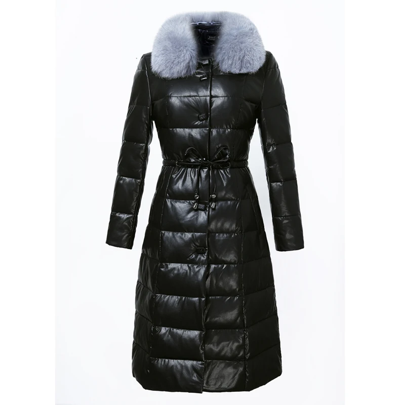 Long Women Genuine Leather Jacket Duck Down Coat 2020 New Warm Sheepskin Overcoats Winter Fox Fur Collar Slim Waist Parka Okb410 
Long Women Genuine Leather Jacket Duck Down Coat 2020 New Warm Sheepskin Overcoats Winter Fox Fur Collar Slim Waist Parka Okb410