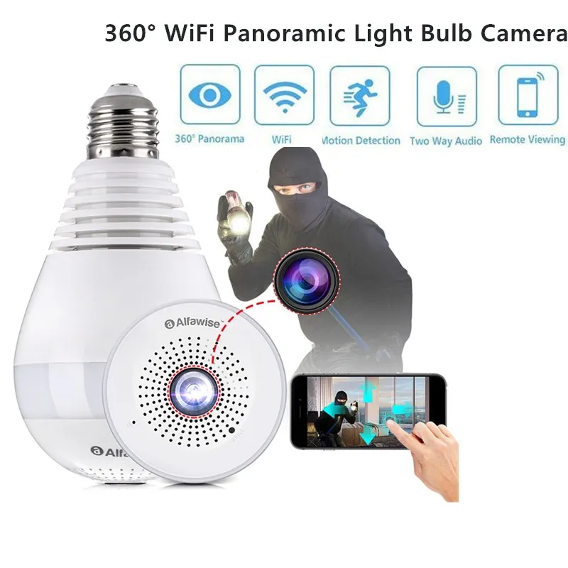 E27 лампочки Беспроводной IP камера рыбий глаз HD 960 P 1.3MP 360 градусов Умное