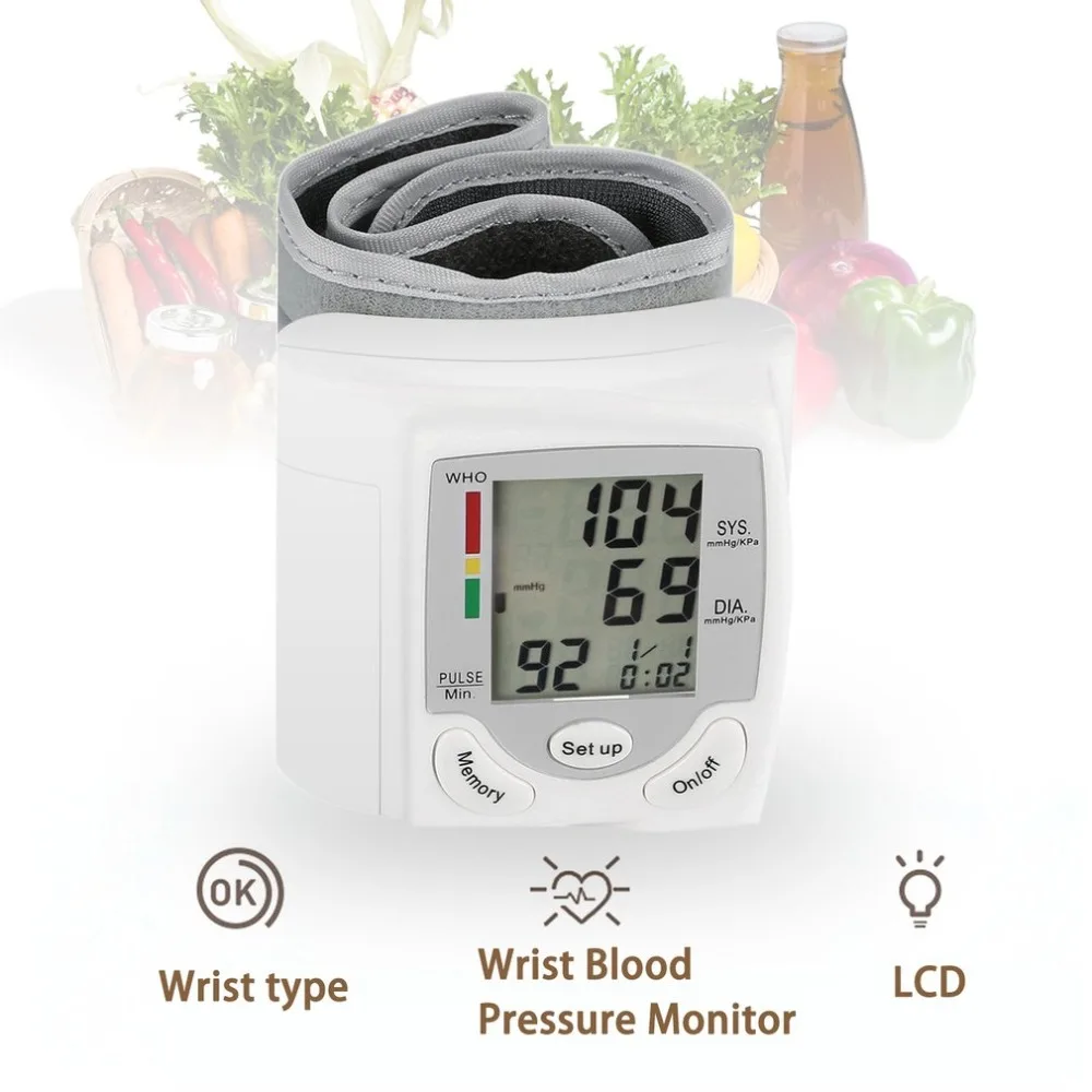 Portable Automatic Digital LCD Display Wrist Blood Pressure Monitor Device Heart Beat Rate Pulse Meter Measure Tonometer White
Portable Automatic Digital LCD Display Wrist Blood Pressure Monitor Device Heart Beat Rate Pulse Meter Measure Tonometer White