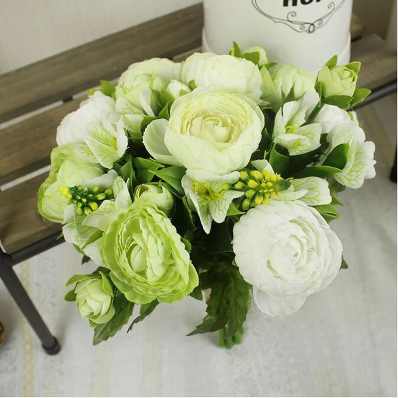 New 1 Bouquet Artificial White Green Rose Flowers Bride Holding Flowers Wedding Decoration Office Home Decoration Fake Flowers
New 1 Bouquet Artificial White Green Rose Flowers Bride Holding Flowers Wedding Decoration Office Home Decoration Fake Flowers