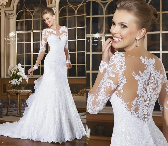 Sexy Mermaid 2018 Romantic Lace Beading Button Back Long Sleeve Vestido De Noiva Court Train Hot
Sexy Mermaid 2018 Romantic Lace Beading Button Back Long Sleeve Vestido De Noiva Court Train Hot
