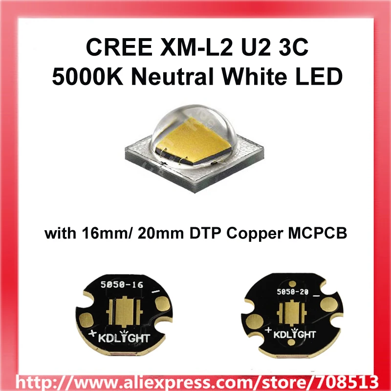 Cree XM-L2 U2 3C 5000K, нейтральный белый светодиодный излучатель с неизолисветодиодный Одом или 16 мм/20 мм, медная плата, 1 шт.
Cree XM-L2 U2 3C 5000K, нейтральный белый светодиодный излучатель с неизолисветодиодный Одом или 16 мм/20 мм, медная плата, 1 шт.