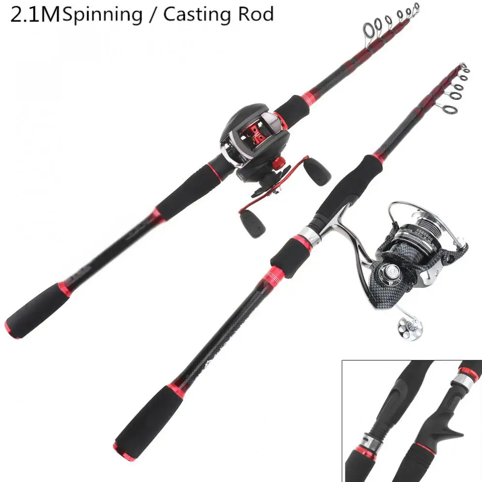 2.1m 6 Section Carbon Fiber Lure Fishing Rod Travel Ultra Light Spinning / Casting Fishing Pole
2.1m 6 Section Carbon Fiber Lure Fishing Rod Travel Ultra Light Spinning / Casting Fishing Pole