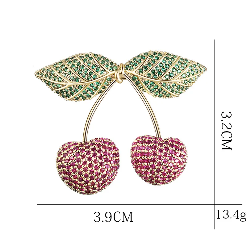 High Quality Cherry Brooch High-end Zircon Fruit Medallion Accessories Best Friend Gift Brooch Wholesale Hijab Pins
High Quality Cherry Brooch High-end Zircon Fruit Medallion Accessories Best Friend Gift Brooch Wholesale Hijab Pins