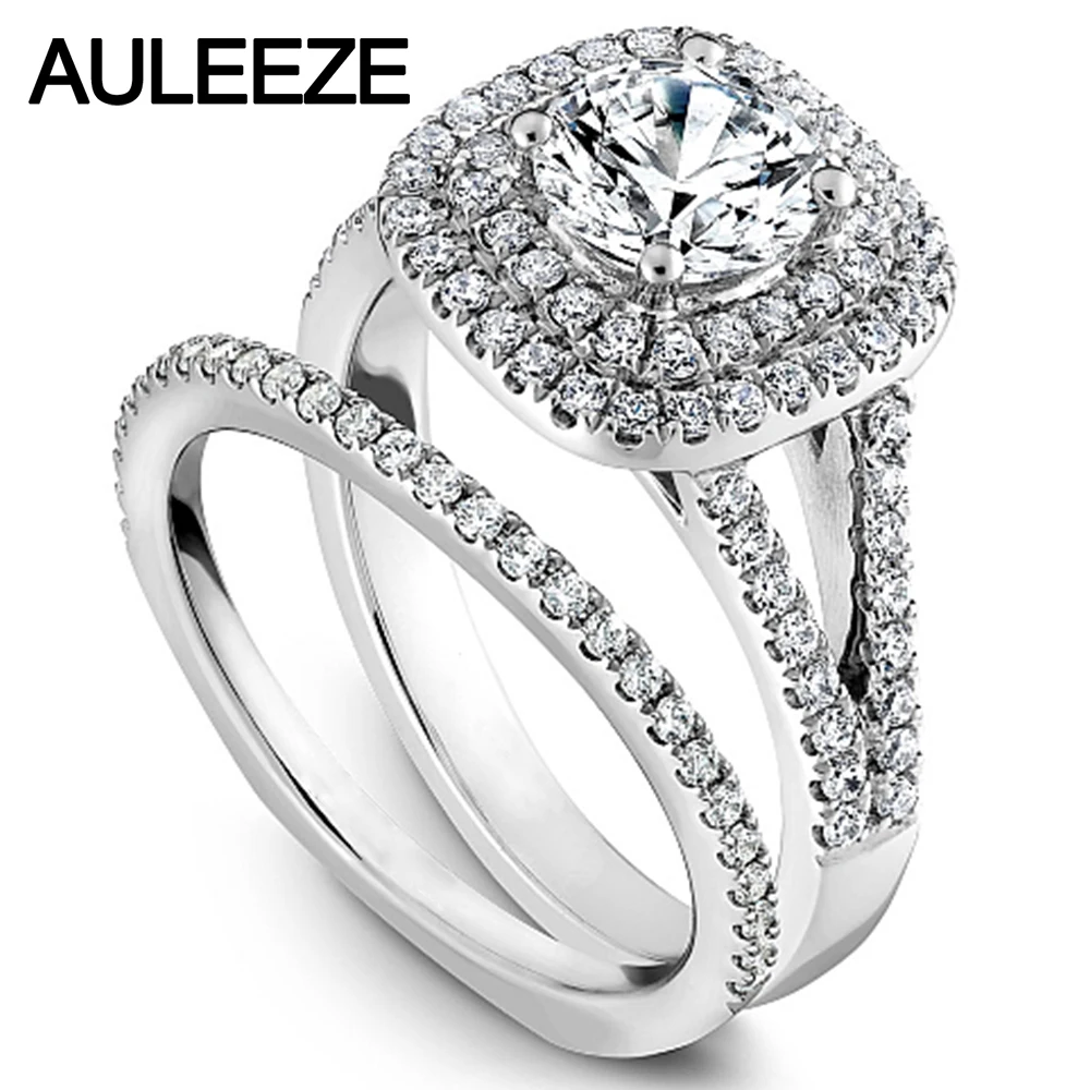 Modern Double Halo Moissanites Wedding Bridal Sets 1CT Lab Grown Diamond Split Shank Ring Solid 14K White Gold Diamond Jeweley
Modern Double Halo Moissanites Wedding Bridal Sets 1CT Lab Grown Diamond Split Shank Ring Solid 14K White Gold Diamond Jeweley