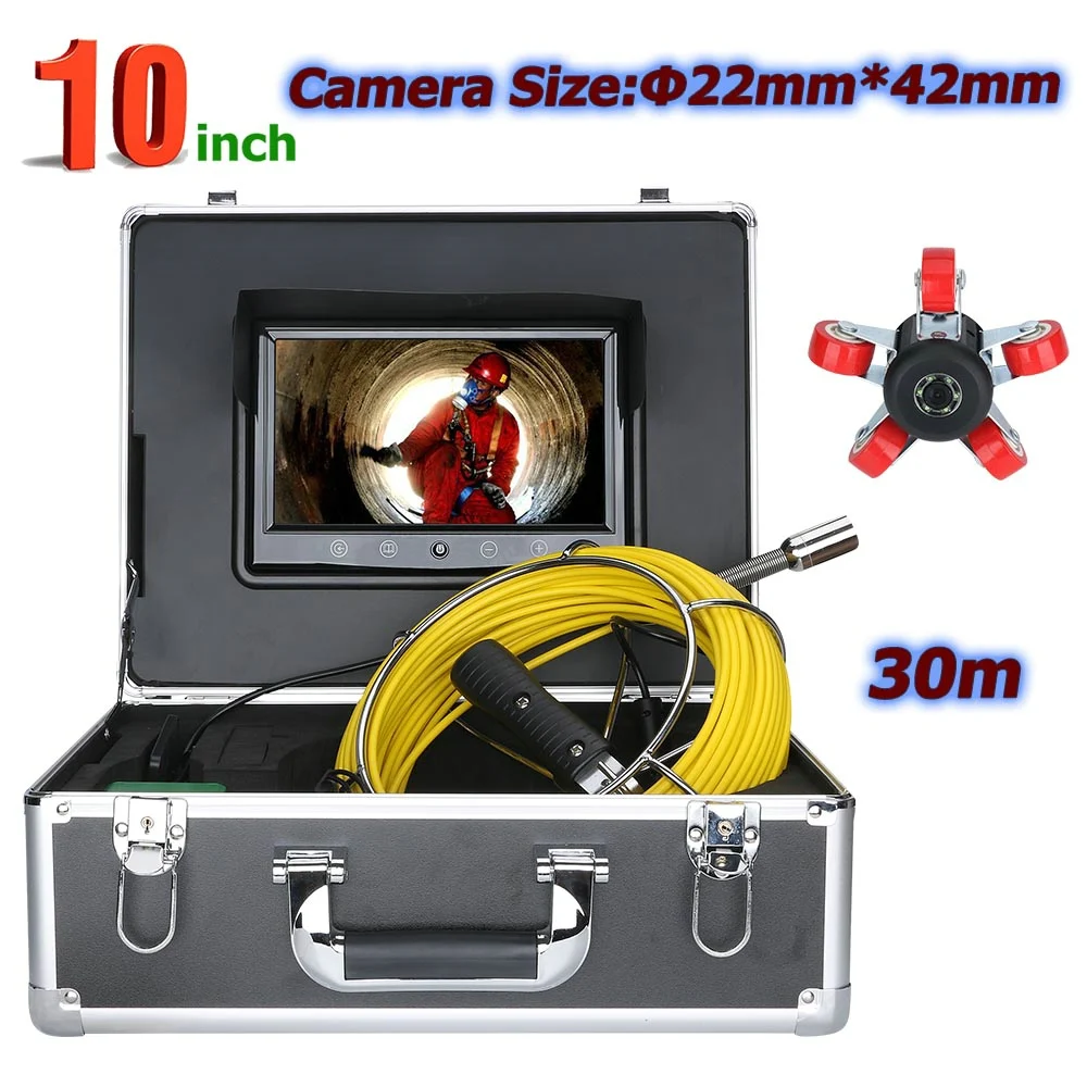 

MAOTEWANG 10inch 22mm Drain Pipe Sewer Inspection camera System 30M Waterproof Camera 1000 TVL with 6W LED Lights