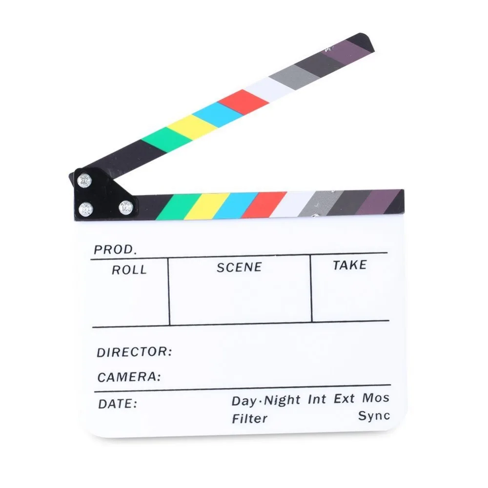 Neewer акриловый пластик 10x8 "/25x20 см режиссерская пленка Clapboard Cut Action Scene Clapper Board Slate с цветными палочками
Neewer акриловый пластик 10x8 "/25x20 см режиссерская пленка Clapboard Cut Action Scene Clapper Board Slate с цветными палочками