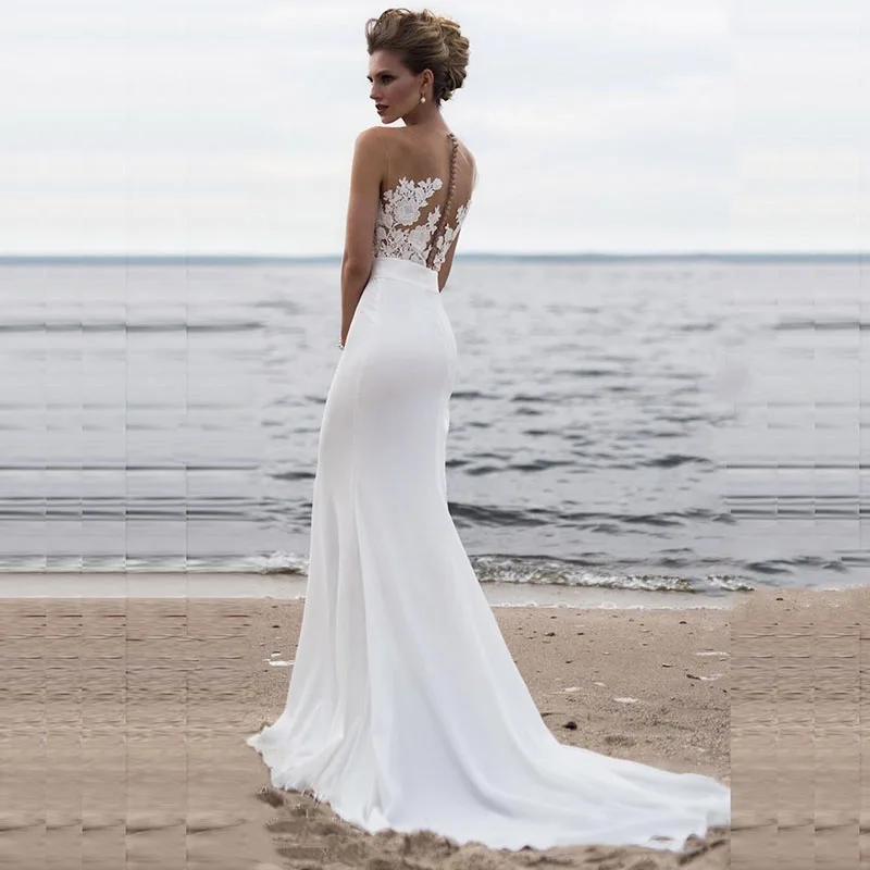 Luxury Rhinestones Nude Mermaid Wedding Dresses Temperament Bud Lace Fashion Shoulder O-neck Slim Customized Wedding Dress
Luxury Rhinestones Nude Mermaid Wedding Dresses Temperament Bud Lace Fashion Shoulder O-neck Slim Customized Wedding Dress