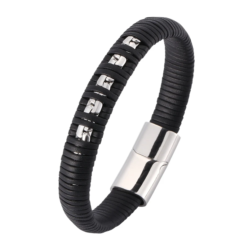 Punk Leather Bangles for Men Jewelry Black Braided Leather Steel Chain Bracelet Handmade Fashion Magnet Clasp Bracelet SP0407
Punk Leather Bangles for Men Jewelry Black Braided Leather Steel Chain Bracelet Handmade Fashion Magnet Clasp Bracelet SP0407