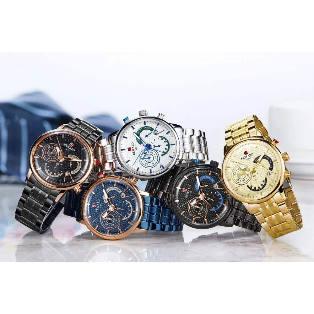REWARD Watch Men Fashion Luxury 3ATM Waterproof Men's Watch Stainless Steel Military Sports Watch relogio masculino Male Clock
REWARD Watch Men Fashion Luxury 3ATM Waterproof Men's Watch Stainless Steel Military Sports Watch relogio masculino Male Clock