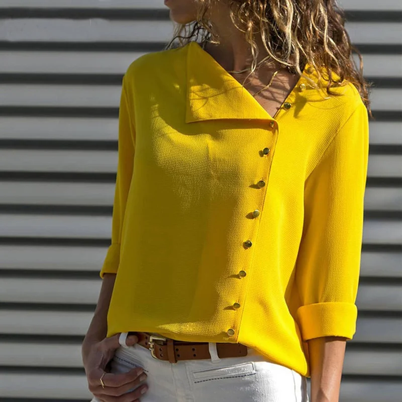 Women's Long Sleeve Shirt Tops Office Lady Skew Collar White Woman Blouse Button 2021 Spring Summer Loose Solid Shirts Female
Women's Long Sleeve Shirt Tops Office Lady Skew Collar White Woman Blouse Button 2021 Spring Summer Loose Solid Shirts Female