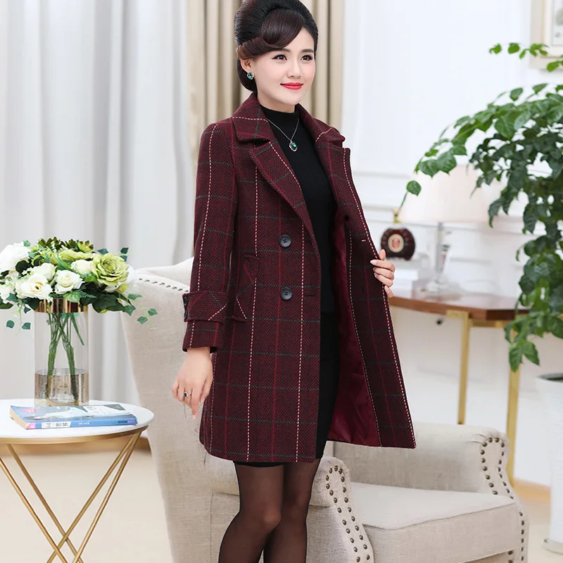 Spring and Autumn new large size middle-aged women's fashion in the long section temperament Slim plaid wool coat JQ579
Spring and Autumn new large size middle-aged women's fashion in the long section temperament Slim plaid wool coat JQ579