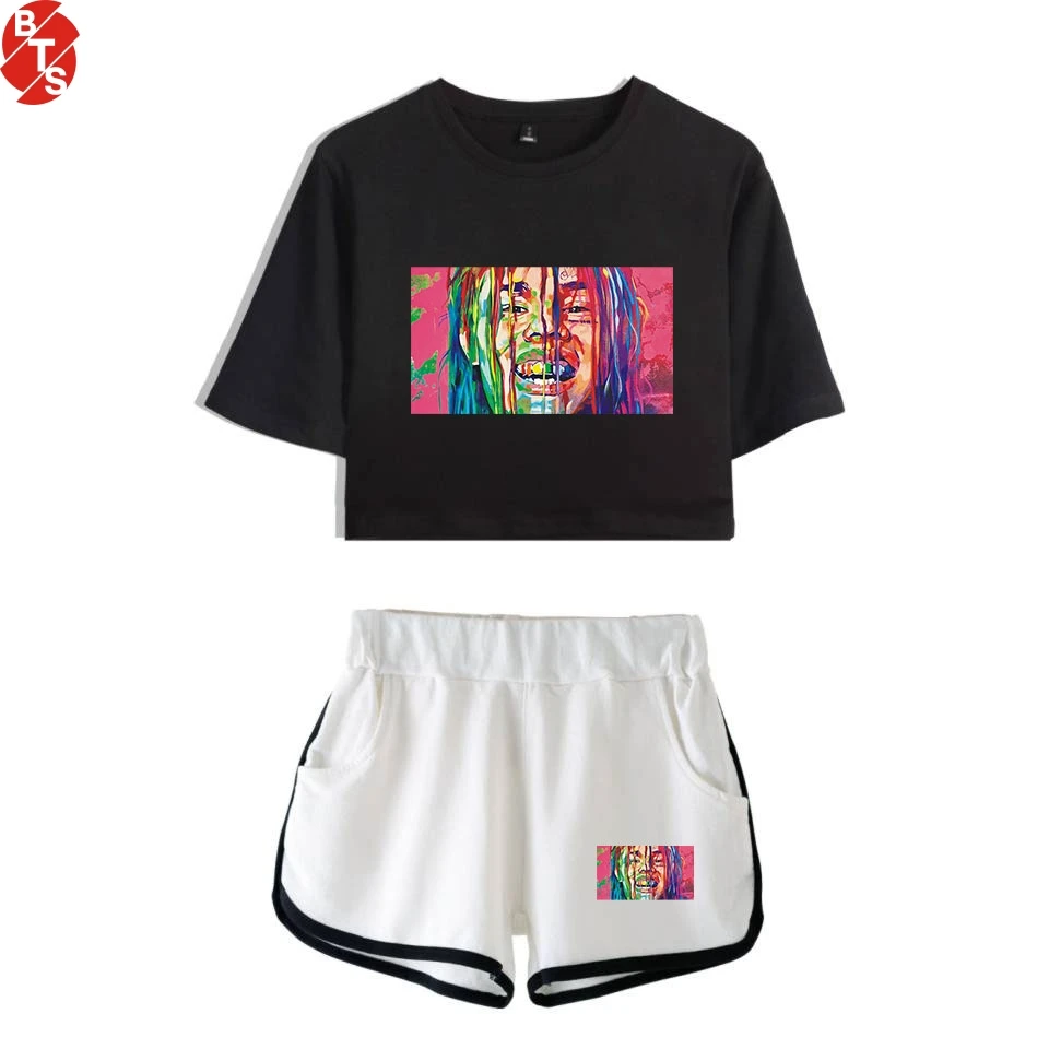 6ix9ine Fashion Rapper Printed Women Two Piece Sets Summer Short Sleeve Crop Tops+Shorts 2018 Casual Hip Hop Girls Sexy Wear
6ix9ine Fashion Rapper Printed Women Two Piece Sets Summer Short Sleeve Crop Tops+Shorts 2018 Casual Hip Hop Girls Sexy Wear