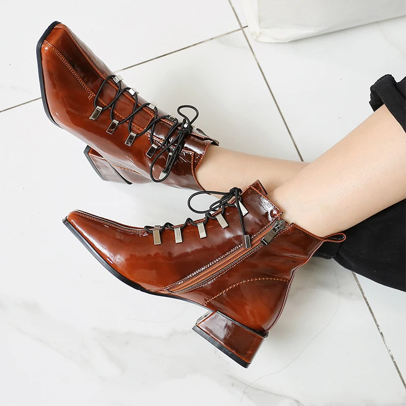 WETKISS Genuine Leather Women Ankle Boots Cross-Tied Thick Heel Bootie Square Toe Zip Female Shoes Casual Simple Lace-Up Shoes
WETKISS Genuine Leather Women Ankle Boots Cross-Tied Thick Heel Bootie Square Toe Zip Female Shoes Casual Simple Lace-Up Shoes