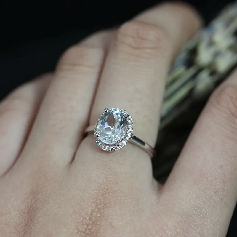 DUPUY Women14K White Gold Ring 7*9mm 1.8ct Oval Cutting Engagement Topaz Ring Classic Prong Setting Wedding Diamond Ring D180345
DUPUY Women14K White Gold Ring 7*9mm 1.8ct Oval Cutting Engagement Topaz Ring Classic Prong Setting Wedding Diamond Ring D180345