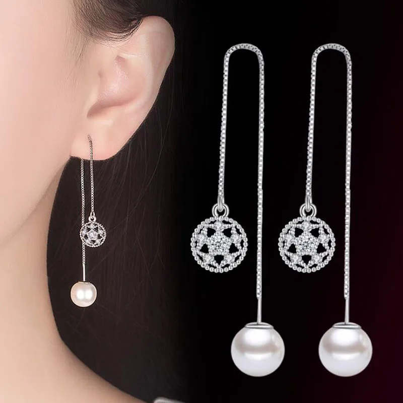 KOFSAC New 925 Sterling Silver Earrings For Women Luxury Crystal CZ Hollow Lotus Pearl Earring Ear Line Fine Jewelry Gift Bijoux
KOFSAC New 925 Sterling Silver Earrings For Women Luxury Crystal CZ Hollow Lotus Pearl Earring Ear Line Fine Jewelry Gift Bijoux