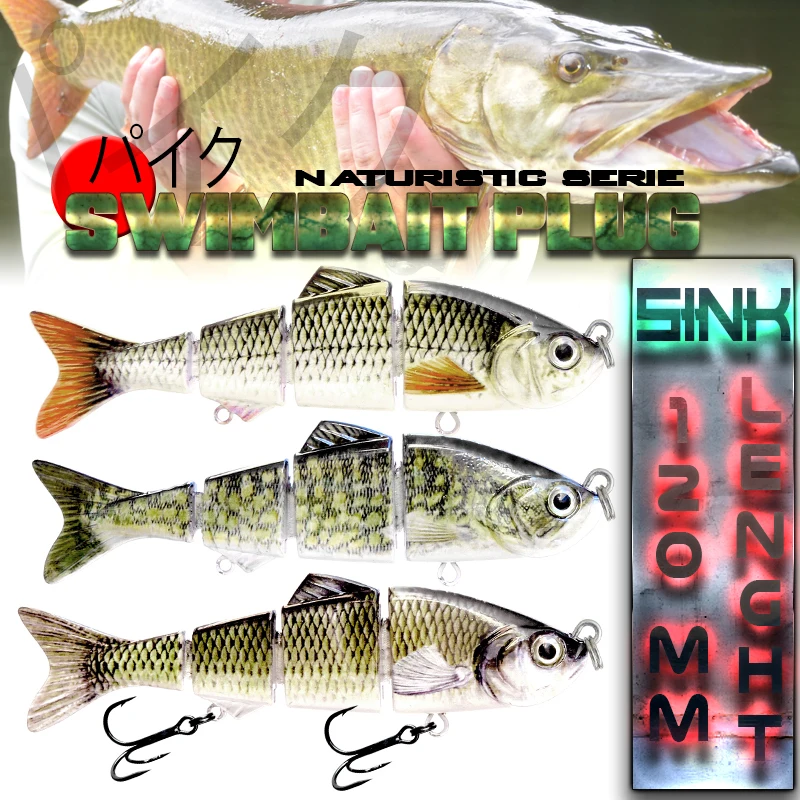 BassLegend - 1x Fishing Plastic Artificial Lure Sinking Swim Bait Jointed Lure Bass Pike Trout crankbait 4 secgments 120mm/20g
BassLegend - 1x Fishing Plastic Artificial Lure Sinking Swim Bait Jointed Lure Bass Pike Trout crankbait 4 secgments 120mm/20g