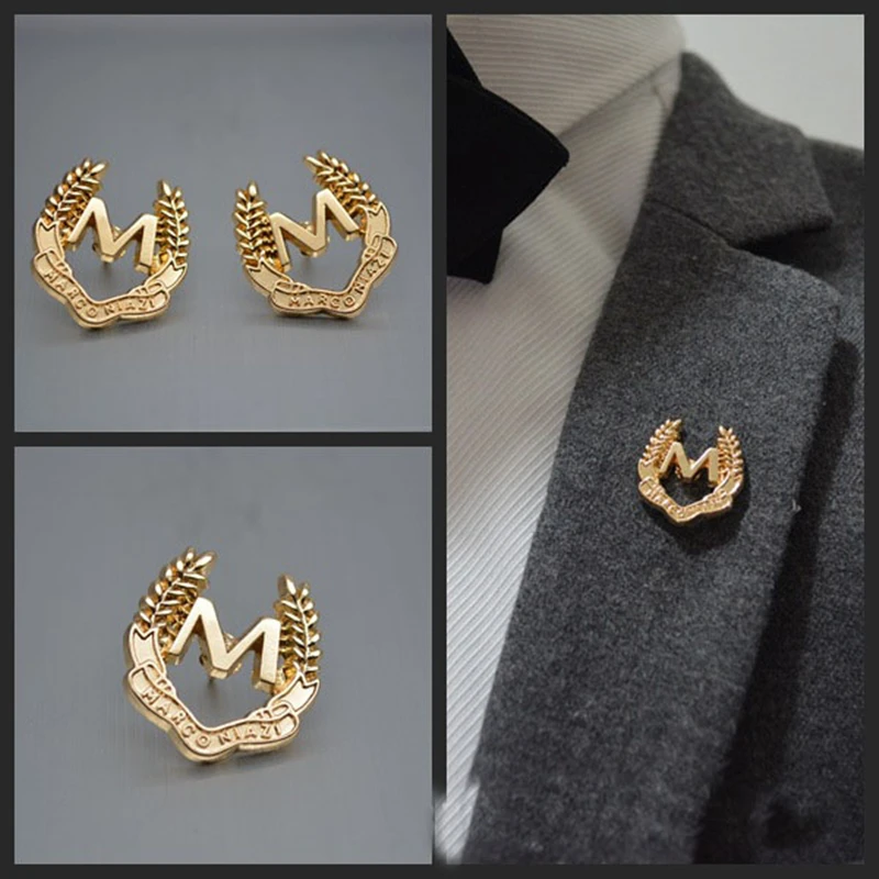 1 PC Letter M Badge Business Men's Suit Collar Pin Brooch Golden Fashion Accessory Men Women Shirt Tie Pocket Pins
1 PC Letter M Badge Business Men's Suit Collar Pin Brooch Golden Fashion Accessory Men Women Shirt Tie Pocket Pins