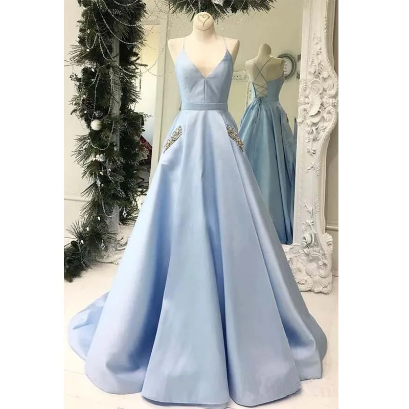 Vestidos Largos de Noche 2020 Spaghetti Strap Crystal Beads Satin Elegant Evening Dress Backless Long Prom Dress With Pockets
Vestidos Largos de Noche 2020 Spaghetti Strap Crystal Beads Satin Elegant Evening Dress Backless Long Prom Dress With Pockets