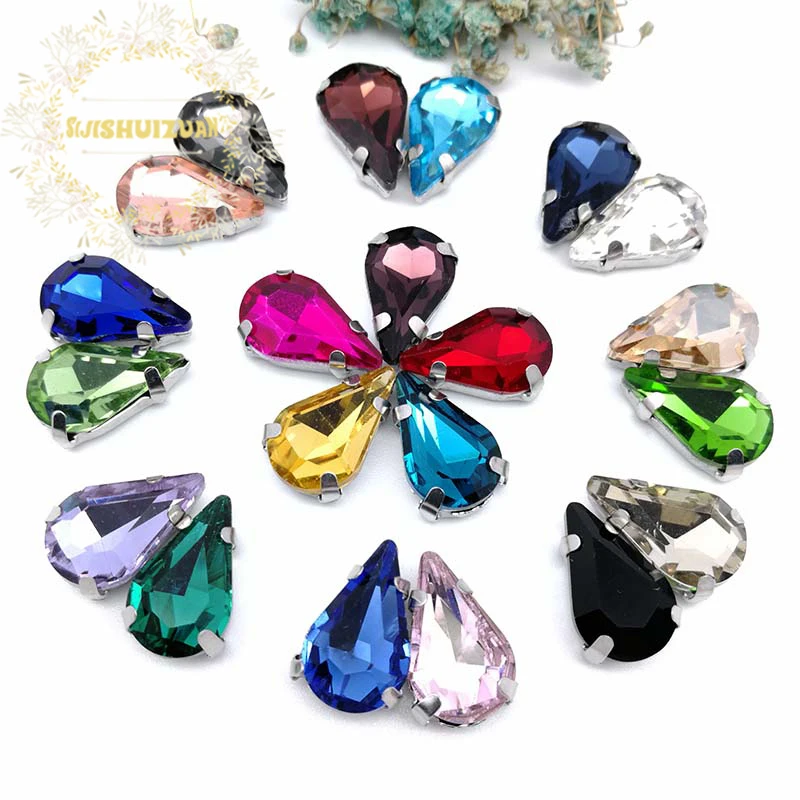 Multi Sizes 20-Colors Sew On Water drop Rhinestone Silve Claw Teardrop 4-Holes For Jewels Needlework Wedding Dress Bag Trims
Multi Sizes 20-Colors Sew On Water drop Rhinestone Silve Claw Teardrop 4-Holes For Jewels Needlework Wedding Dress Bag Trims