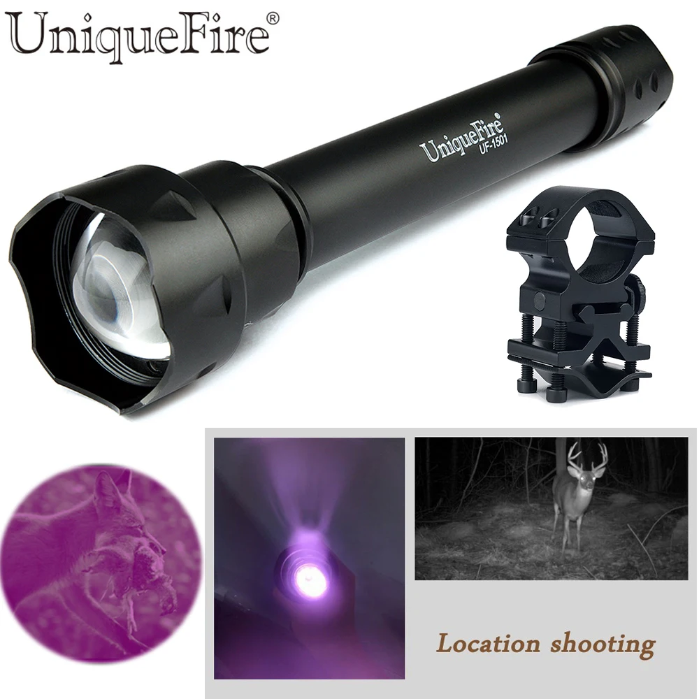 UniqueFire 3W Infrared Led Flashlight UF-1501 IR 850NM Rechargeable 3 Modes Zoom Focus Flashlight+Scope Mount For Hunting Trip
UniqueFire 3W Infrared Led Flashlight UF-1501 IR 850NM Rechargeable 3 Modes Zoom Focus Flashlight+Scope Mount For Hunting Trip