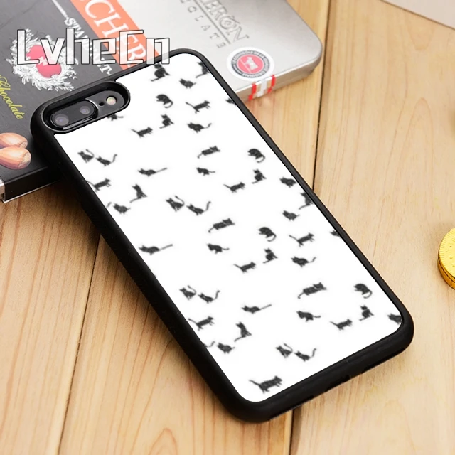 Чехол для телефона LvheCn с маленьким черным котом iPhone 4 5 5s SE 5C 6 s 7 8 10 X Samsung Galaxy S5 S6 S7 edge