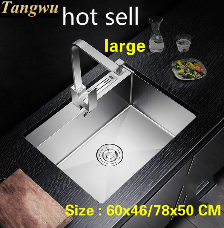 Tangwu luxurious big kitchen manual sink single trough 304 stainless steel hot sell 60x46/78x50 CM
Tangwu luxurious big kitchen manual sink single trough 304 stainless steel hot sell 60x46/78x50 CM