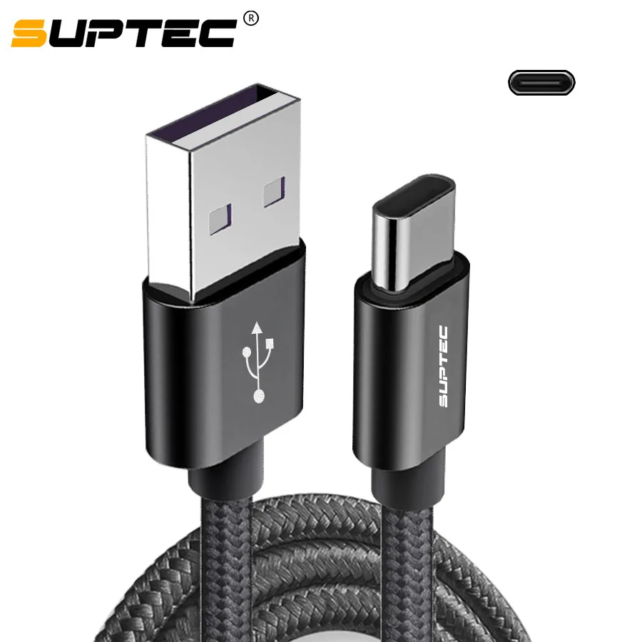 SUPTEC новый прочный нейлоновый USB Type C кабель в оплетке для Samsung Xiaom Huawei зарядки и