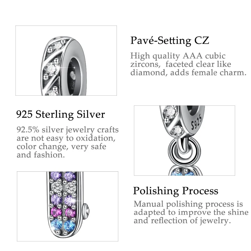 Eudora 925 Sterling Silver Charms Skateboard Colorful Crystal CZ Bead fit Bangles & Bracelets Women Fashion DIY Jewelry CYZ083
Eudora 925 Sterling Silver Charms Skateboard Colorful Crystal CZ Bead fit Bangles & Bracelets Women Fashion DIY Jewelry CYZ083