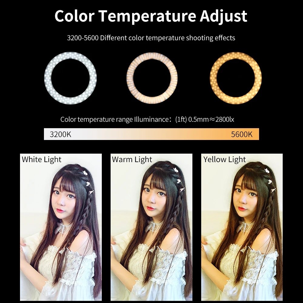 18" 60W LED Ring Light Annular Lamp Bi-color 3000K-6000K Ring Lamps with Light Stand for Video YouTube Ringlight Makeup Light
18" 60W LED Ring Light Annular Lamp Bi-color 3000K-6000K Ring Lamps with Light Stand for Video YouTube Ringlight Makeup Light