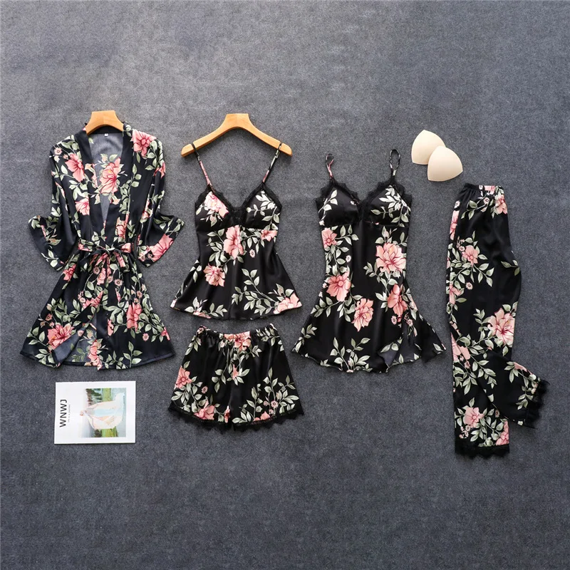 Navy Blue Womens 5PC Strap Top Pants Suit Pajamas Sleepwear Sets Spring Autumn Home Wear Nightwear Kimono Robe Bath Gown M-XXL
Navy Blue Womens 5PC Strap Top Pants Suit Pajamas Sleepwear Sets Spring Autumn Home Wear Nightwear Kimono Robe Bath Gown M-XXL