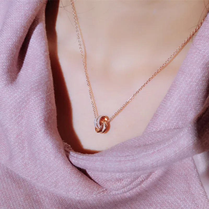 Fashion Women Statement Real 925 Sterling Silver Necklace Sparkling Full Decorative Zircon Double Circles Intertwined Pendant
Fashion Women Statement Real 925 Sterling Silver Necklace Sparkling Full Decorative Zircon Double Circles Intertwined Pendant