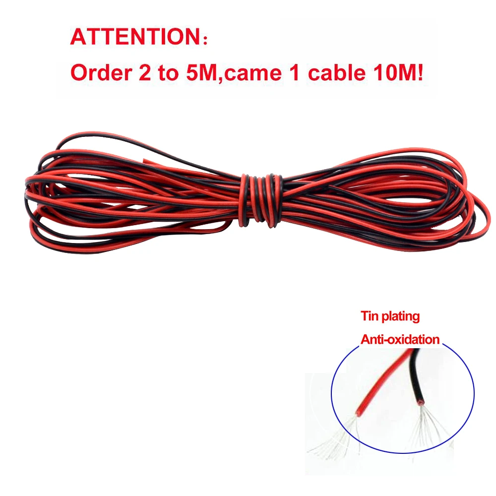 5 м/лот Красный Черный 2 контакта 24AWG светодиодный удлинитель тонкий Медный