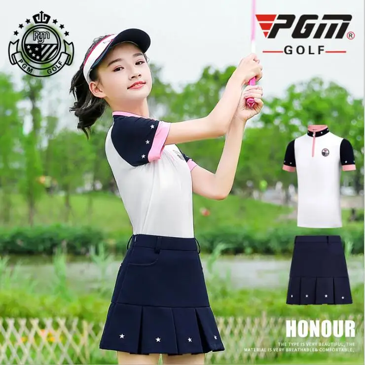 2019New children's golf sportswear girls youth summer breathable Quick Dry Zipper Stand Collar short-sleeved golf sports T-Shirt
2019New children's golf sportswear girls youth summer breathable Quick Dry Zipper Stand Collar short-sleeved golf sports T-Shirt
