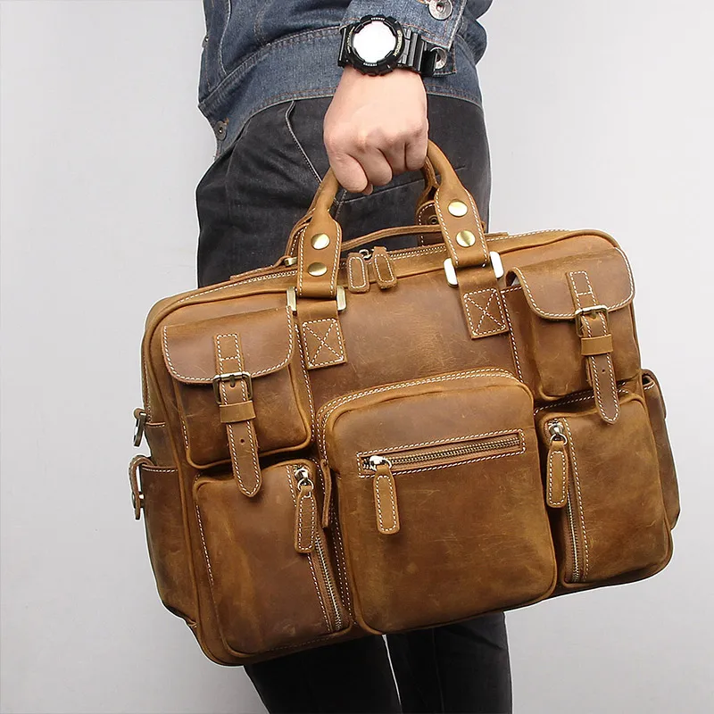 Nesitu Big Large Vintage Brown Thick Genuine Crazy Horse Leather Men Briefcase Portfolio Business Travel Messenger Bags M7028
Nesitu Big Large Vintage Brown Thick Genuine Crazy Horse Leather Men Briefcase Portfolio Business Travel Messenger Bags M7028