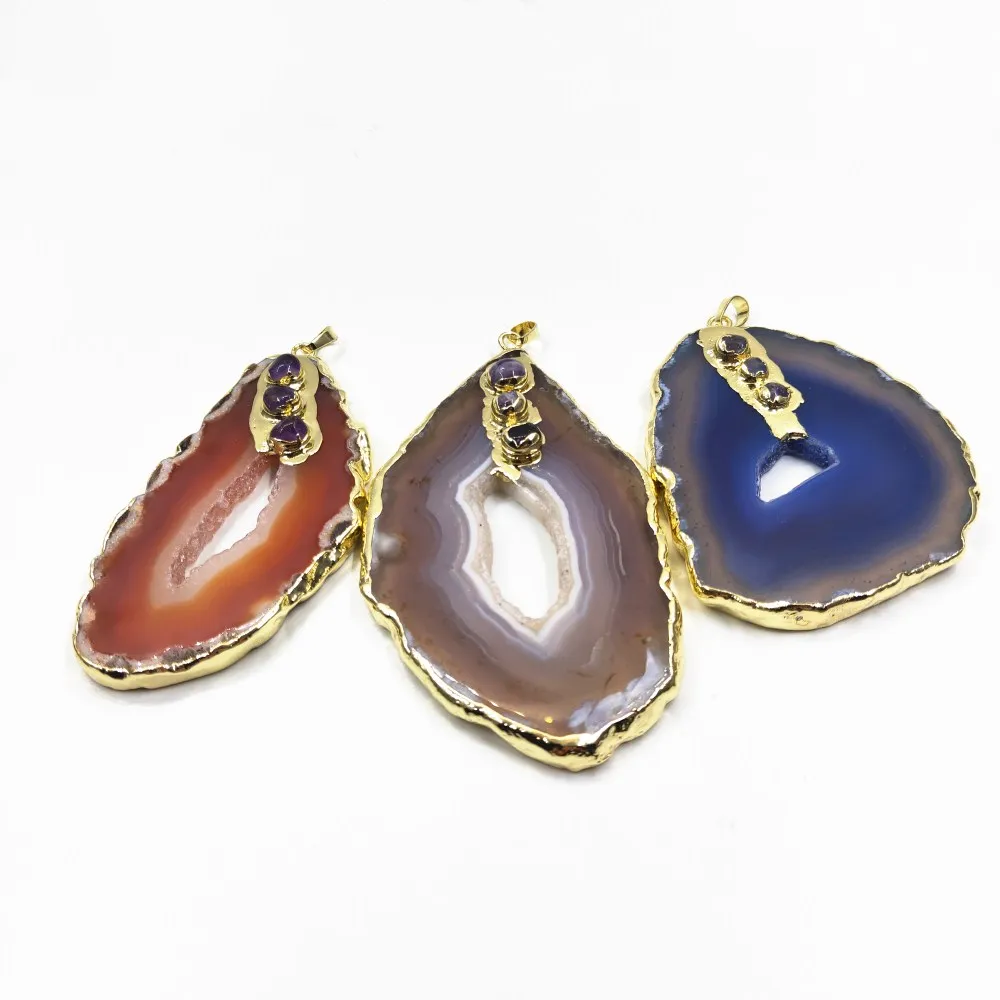 1pcs Crystal pendant natural agate slice pendant beautiful quartz crystal pendant healing as gift
1pcs Crystal pendant natural agate slice pendant beautiful quartz crystal pendant healing as gift