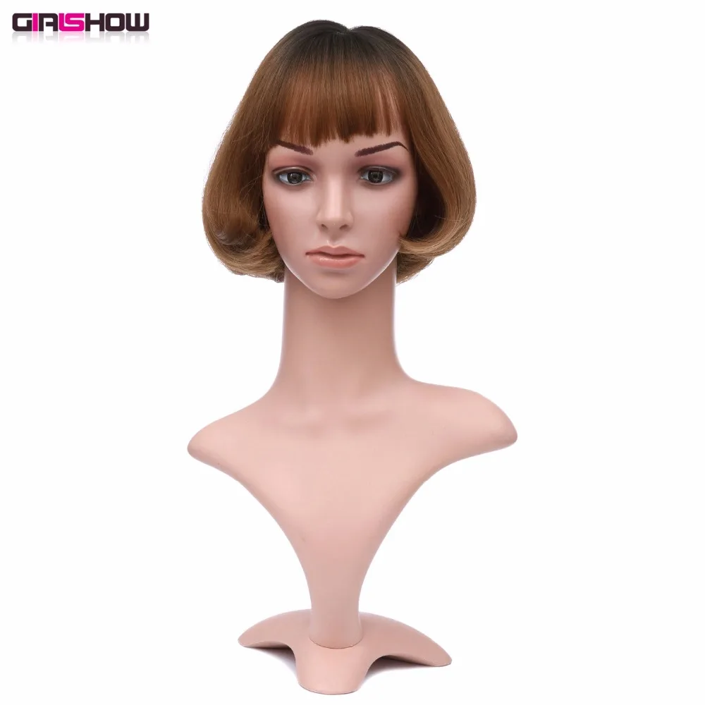 

Girlshow Ombre Short Bob Haircut Wig Synthetic Hairpeice With air bang Natural As Real Hair Style#GS-2085 10", 110g/pc