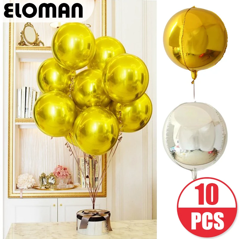ELOMAN 10PCS gold silver 4D round foil balloons for wedding Bridal Shower and birthday party decorations
ELOMAN 10PCS gold silver 4D round foil balloons for wedding Bridal Shower and birthday party decorations