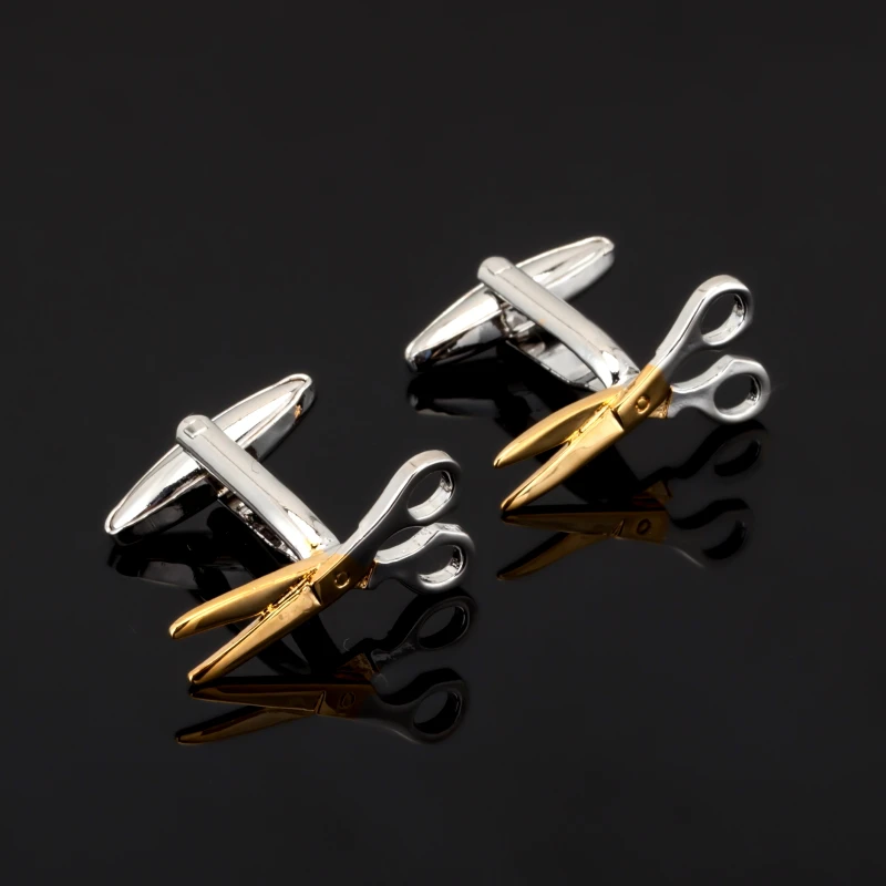 

High quality silvery scissor Cufflinks for men fashion Sport Series design top quality copper hotsale cufflinks whoelsale&retail