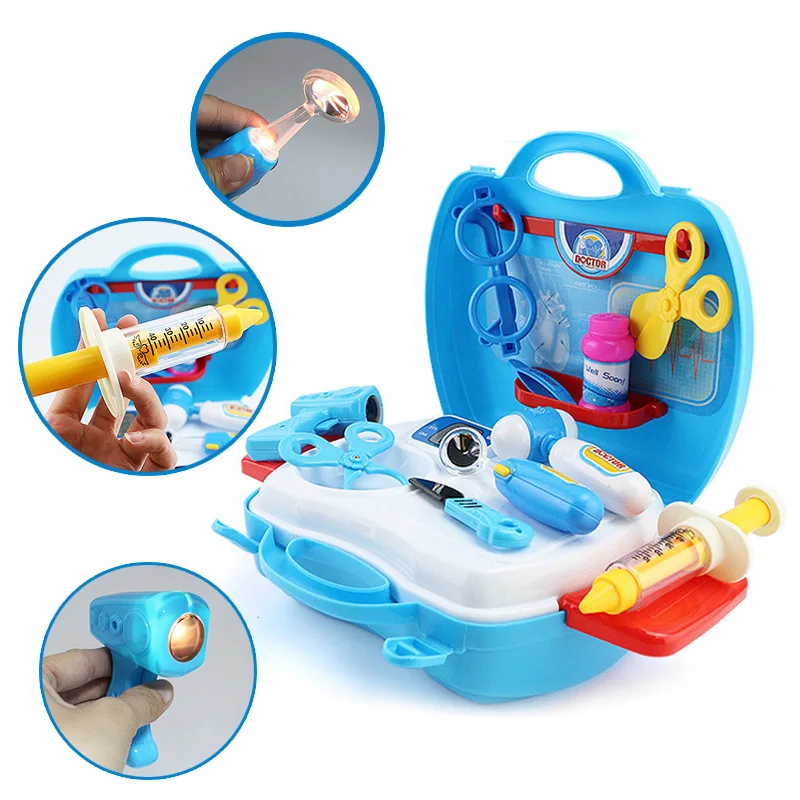 18pcs DIY Doctor Simulation Medicine Box toy Syringe glasses Oral mirror Scene simulation parent-child interaction Children gift
18pcs DIY Doctor Simulation Medicine Box toy Syringe glasses Oral mirror Scene simulation parent-child interaction Children gift