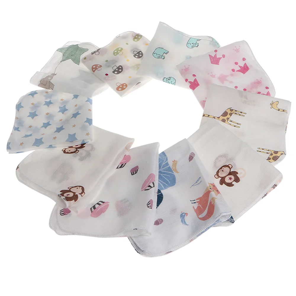 

10pcs Baby Infant Towel 28*28cm Muslin Towel Handkerchiefs Two Layers Wipe Towel New
