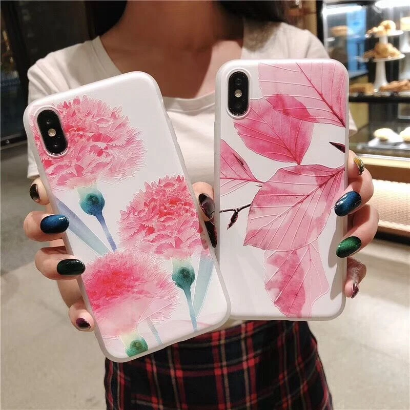 Pink Flowers Leaves Phone Case for iphone 5 5s SE 6 6s 7 8 plus Ultra Slim Thin Soft TPU Back X Xs XR XS MAX |
